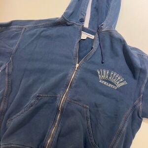 Blue System Athletic Zip Up Hoodie Faded Blue Contrast Stitching Size 2